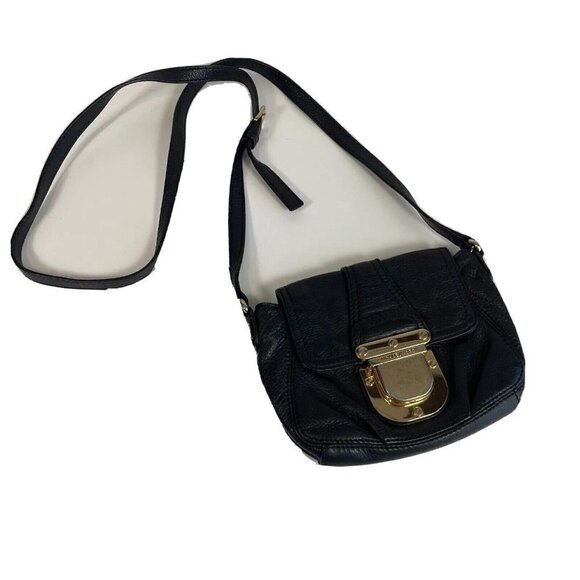 Michael Kors Handbags - Michael Kors Charleton Leather Crossbody Bag Black Small‎ Gold Clasp Pocket